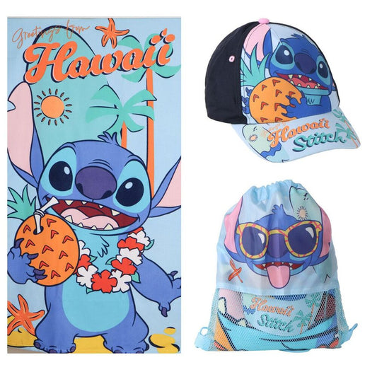 Ensemble serviette + sac + bonnet Disney Stitch