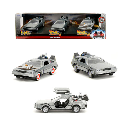 Back to the Future 40th Anniversary Time Machine pack 3 Dlorean Nerdscape