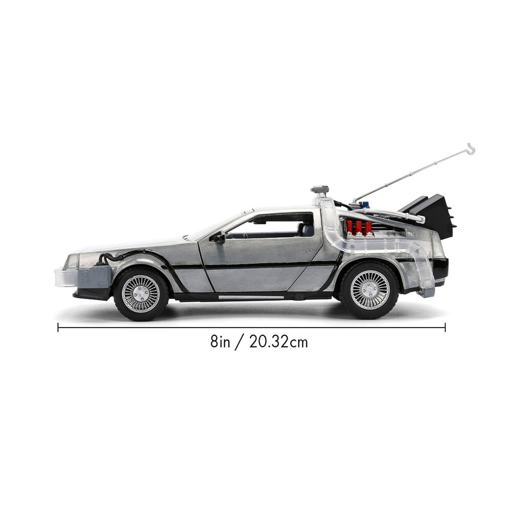 Back to the Future 40th Anniversary Time Machine Hollywood Rides Dlorean replica Nerdscape