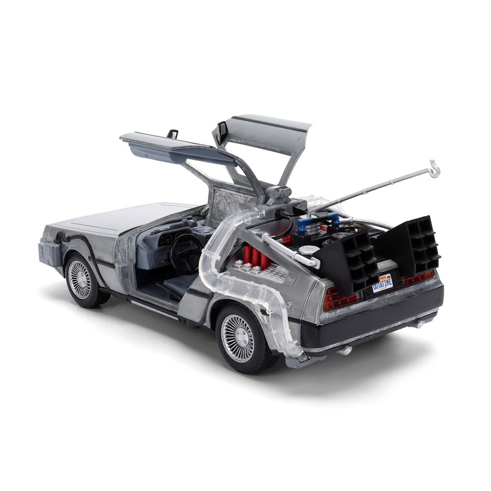 Back to the Future 40th Anniversary Time Machine Hollywood Rides Dlorean replica Nerdscape