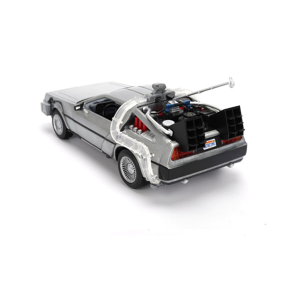 Back to the Future 40th Anniversary Time Machine Hollywood Rides Dlorean replica Nerdscape