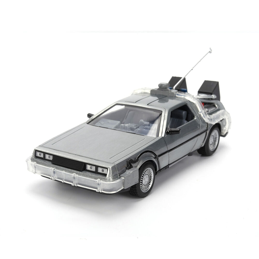 Back to the Future 40th Anniversary Time Machine Hollywood Rides Dlorean replica Nerdscape