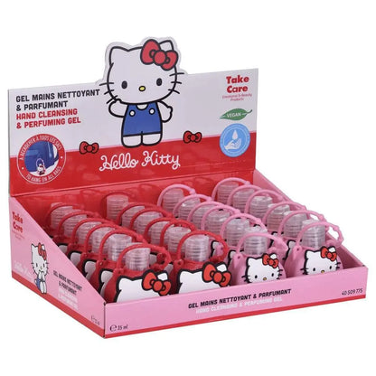 Espositore gel mani Hello Kitty igienizzante profumato, confezione rosa, merchandising Nerdscape.