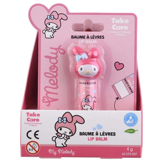 Balsamo labbra My Melody rosa confezionato, packaging kawaii, prodotto beauty Nerdscape