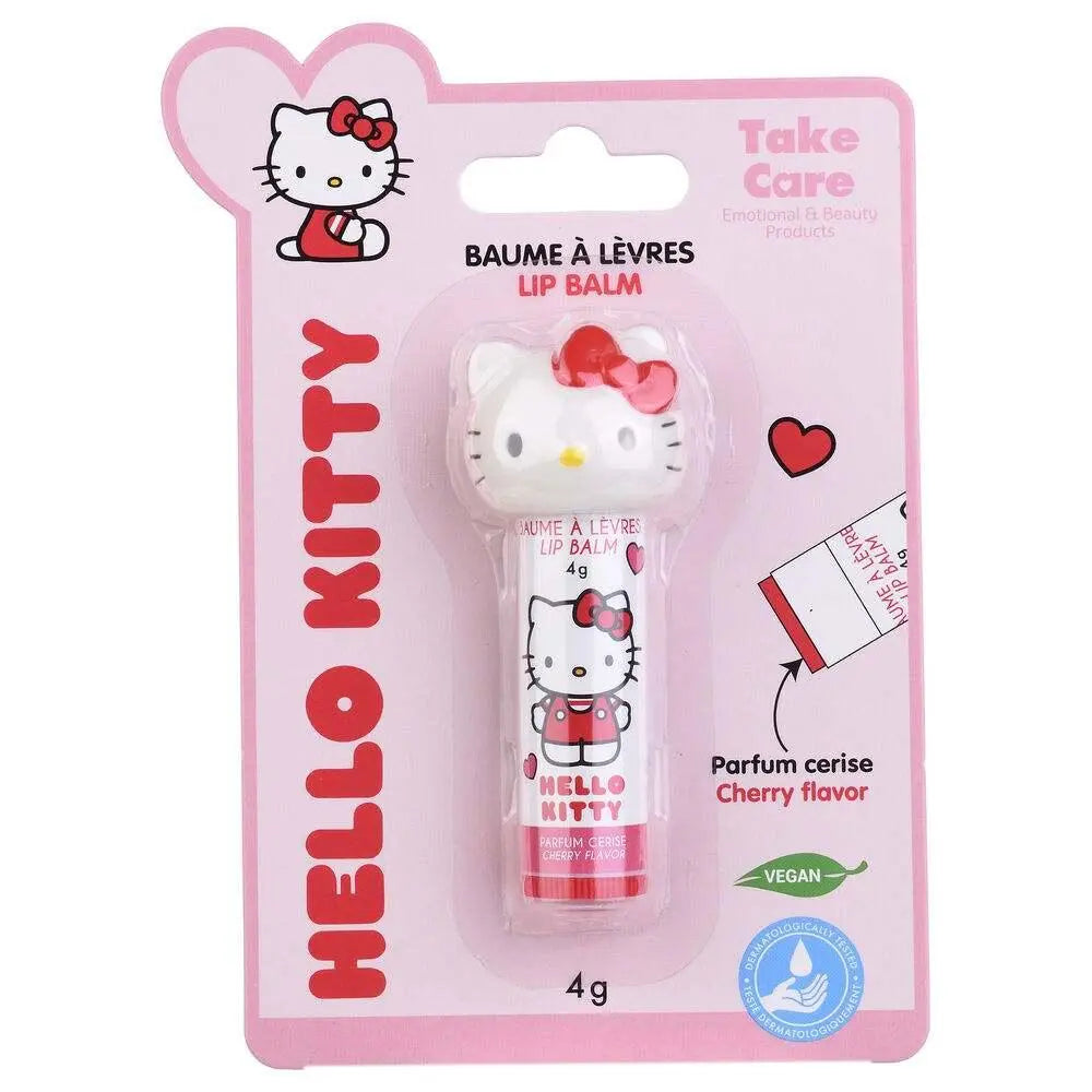 Balsamo labbra Hello Kitty alla ciliegia, confezione rosa, prodotto vegano Nerdscape.