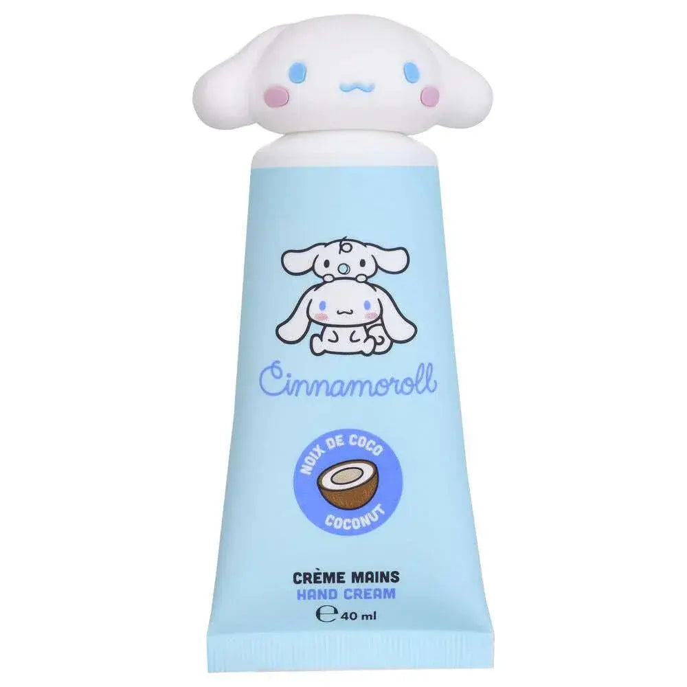 Crema mani Cinnamoroll al cocco, tube azzurra con personaggio kawaii, Nerdscape.