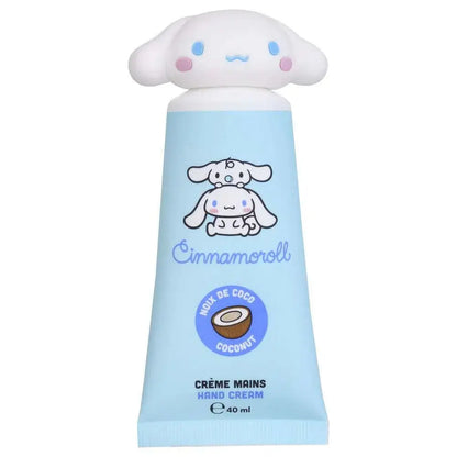 Crema mani Cinnamoroll al cocco, tube azzurra con personaggio kawaii, Nerdscape.