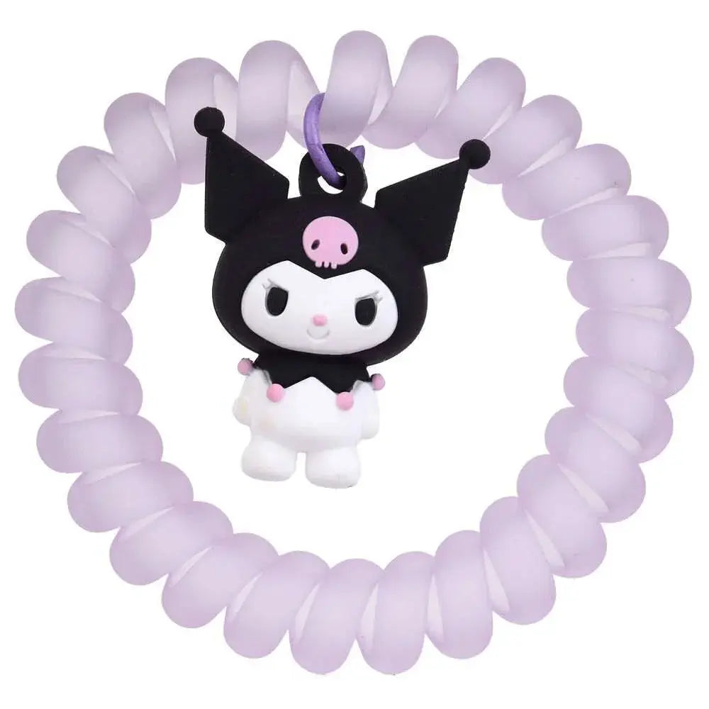 Bracciale a spirale lilla con ciondolo kawaii NerdScape, personaggio nero e bianco