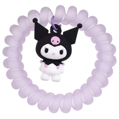 Bracciale a spirale lilla con ciondolo kawaii NerdScape, personaggio nero e bianco
