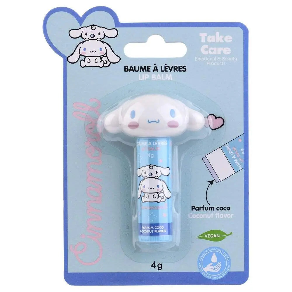Balsamo labbra Cinnamoroll profumo cocco, confezione blu kawaii vegan, Nerdscape