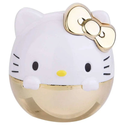 Salvadanaio NerdScape a forma di gatto bianco con fiocco e dettagli dorati, stile kawaii.