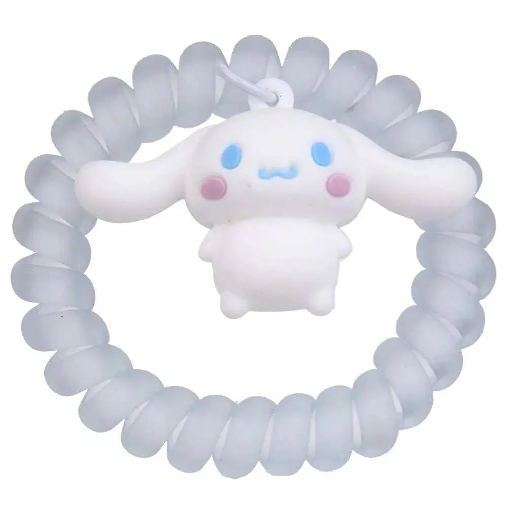 Braccialetto elastico trasparente con ciondolo kawaii bianco, stile Nerdscape.