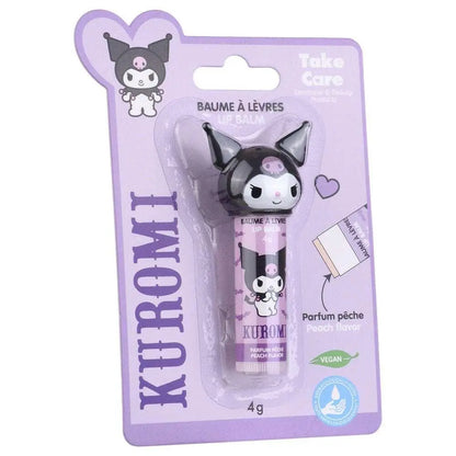 Balsamo labbra Kuromi profumazione pesca, confezione viola, cosmetico vegan Nerdscape
