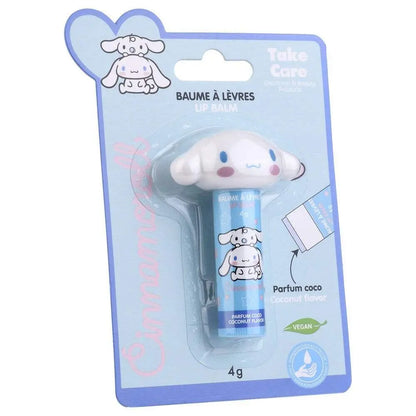 Balsamo labbra Cinnamoroll confezionato, gusto cocco, vegan, design kawaii Nerdscape.