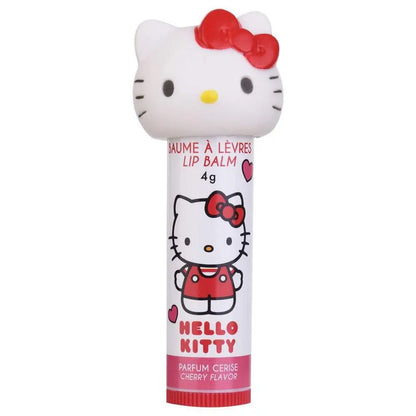 Balsamo labbra Hello Kitty gusto ciliegia, packaging bianco e rosso, Nerdscape shop nerd.