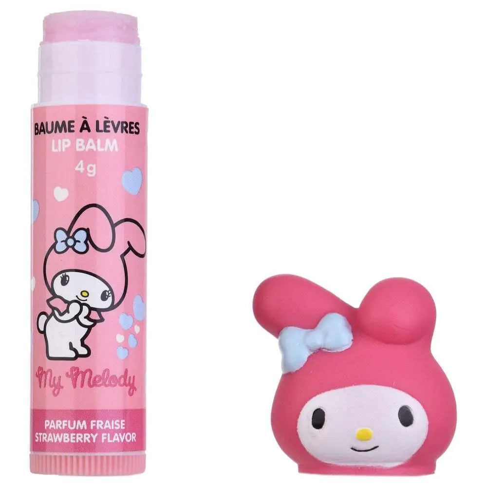 Balsamo labbra My Melody rosa fragola con tappo personaggio, accessorio kawaii Nerdscape