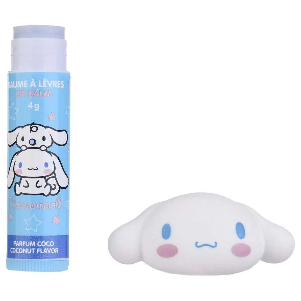 Balsamo labbra Cinnamoroll al cocco con confezione kawaii bianca e azzurra, Nerdscape.