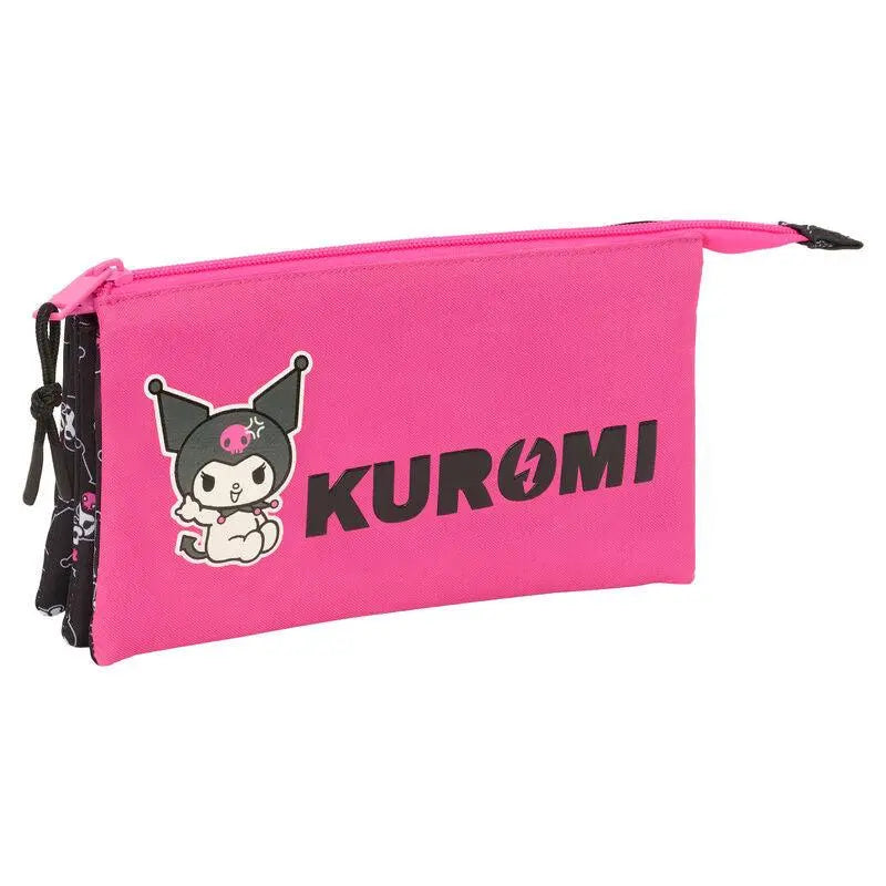 Astuccio rosa Kuromi Nerdscape con personaggio kawaii e zip, design originale per scuola o regalo.