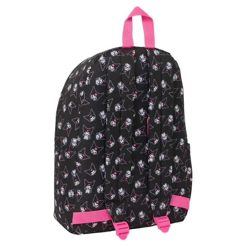 Zaino nero Nerdscape con fantasia Kuromi e dettagli rosa, stile kawaii, per scuola o tempo libero