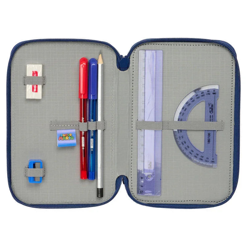 Super Mario Bros Mamma Mia triple pencil case 37pcs Nerdscape