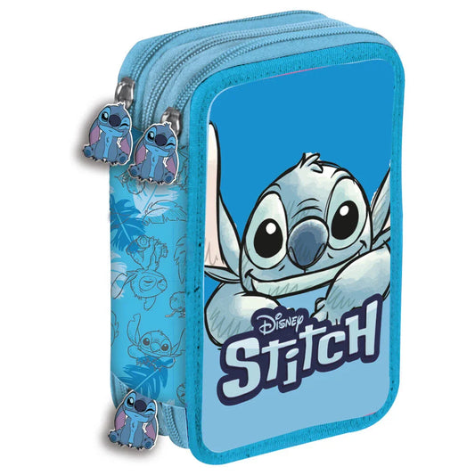 Trousse triple pour crayons Disney Stitch Smile
