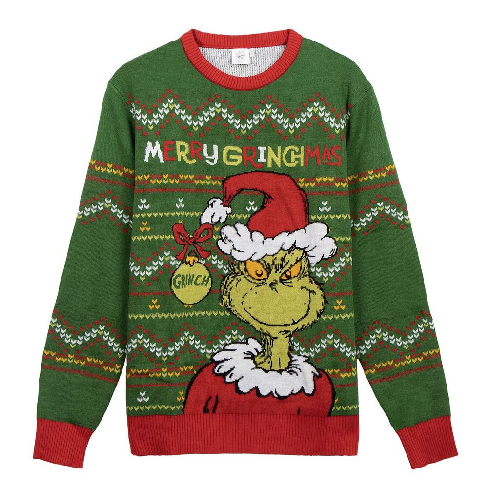 Grinch adult Christmas knitted jumper Nerdscape