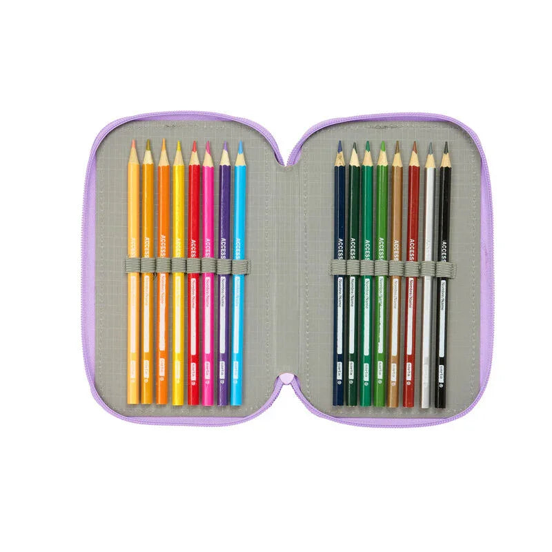 Unicorn Academy triple pencil case 37pcs Nerdscape