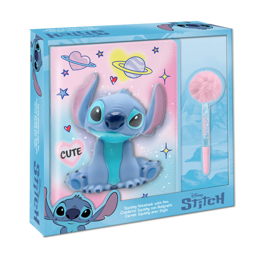 Disney Stitch Squshy notebook + pompom pen Nerdscape