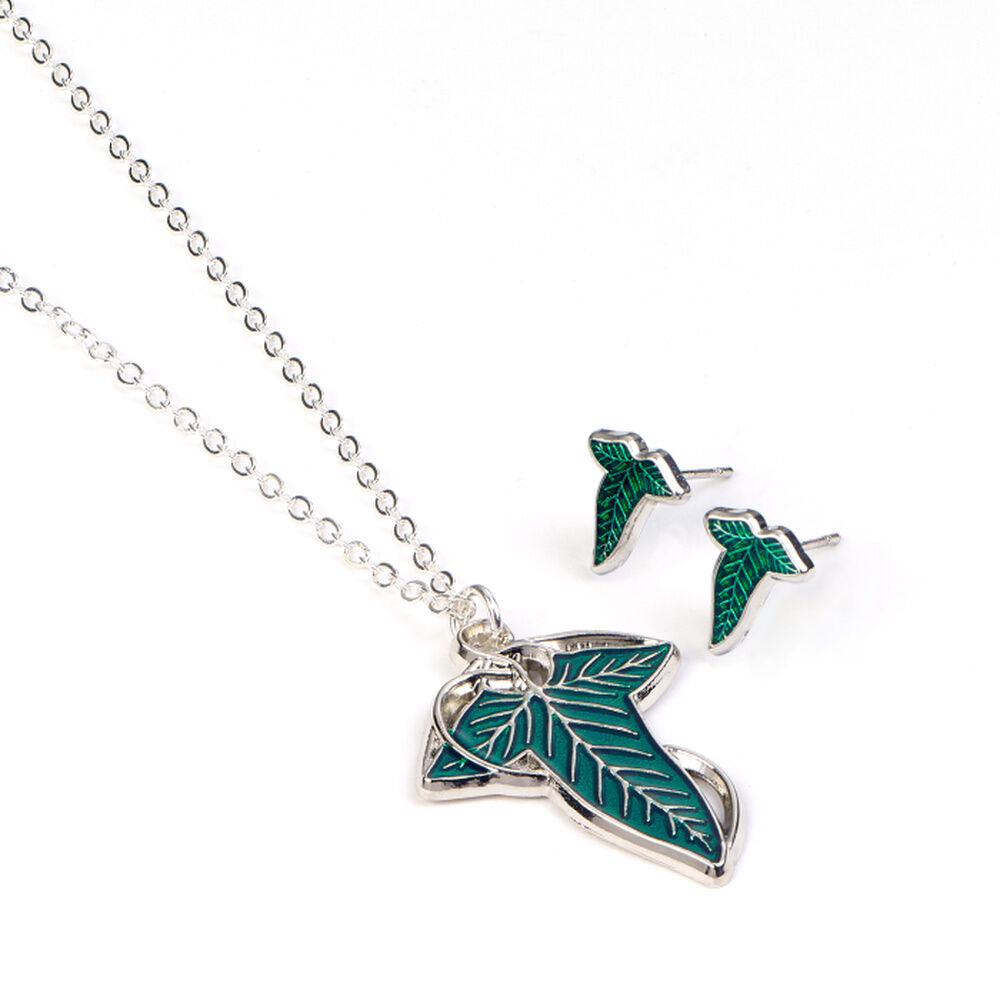 The Lord of the rings Leaf of Lorien earringss and necklace gift set Nerdscape
