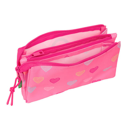 Benetton Heart triple pencil case