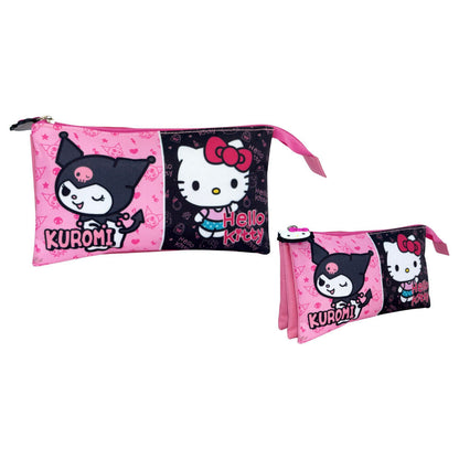Hello Kitty & Kuromi triple pencil case Nerdscape