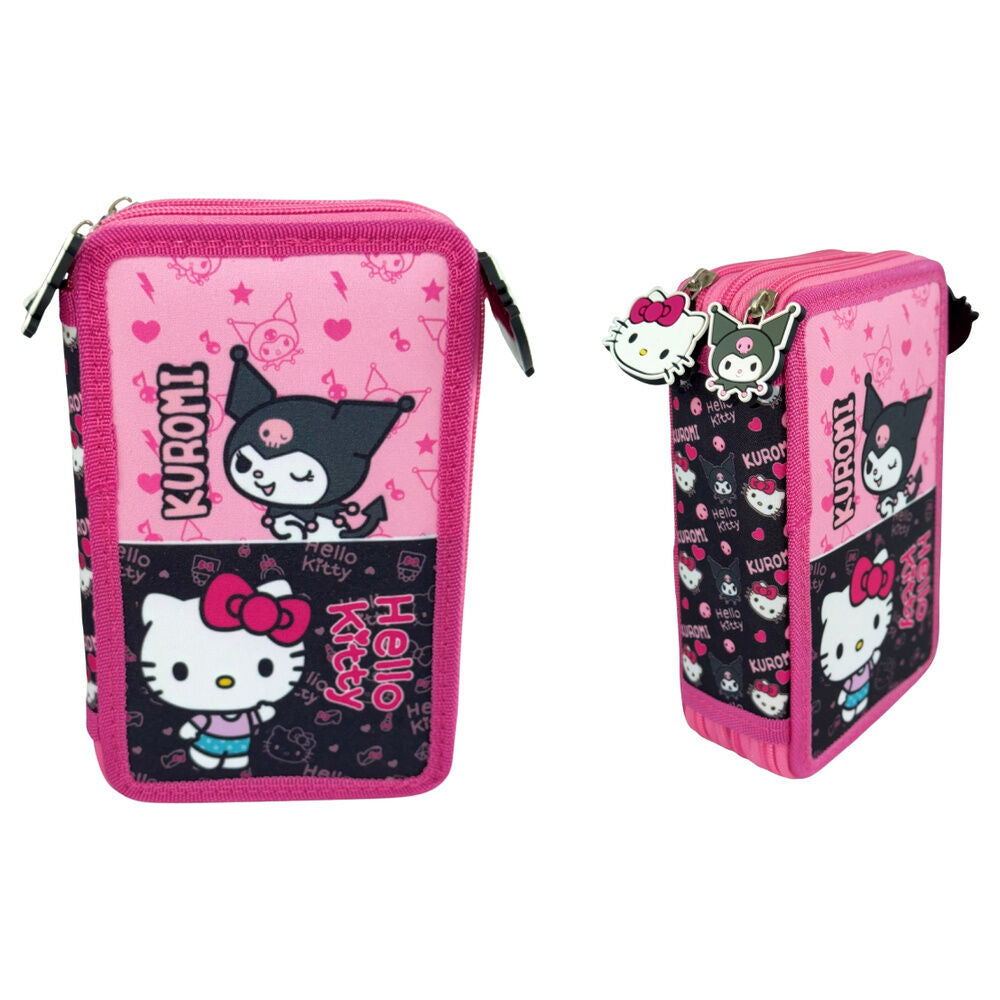 Hello Kitty & Kuromi triple pencil case Nerdscape