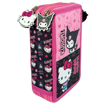 Hello Kitty & Kuromi triple pencil case Nerdscape