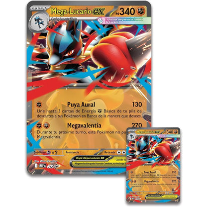 Latin American Pokemon Mega Lucario Ex Blister set collectible cards Nerdscape