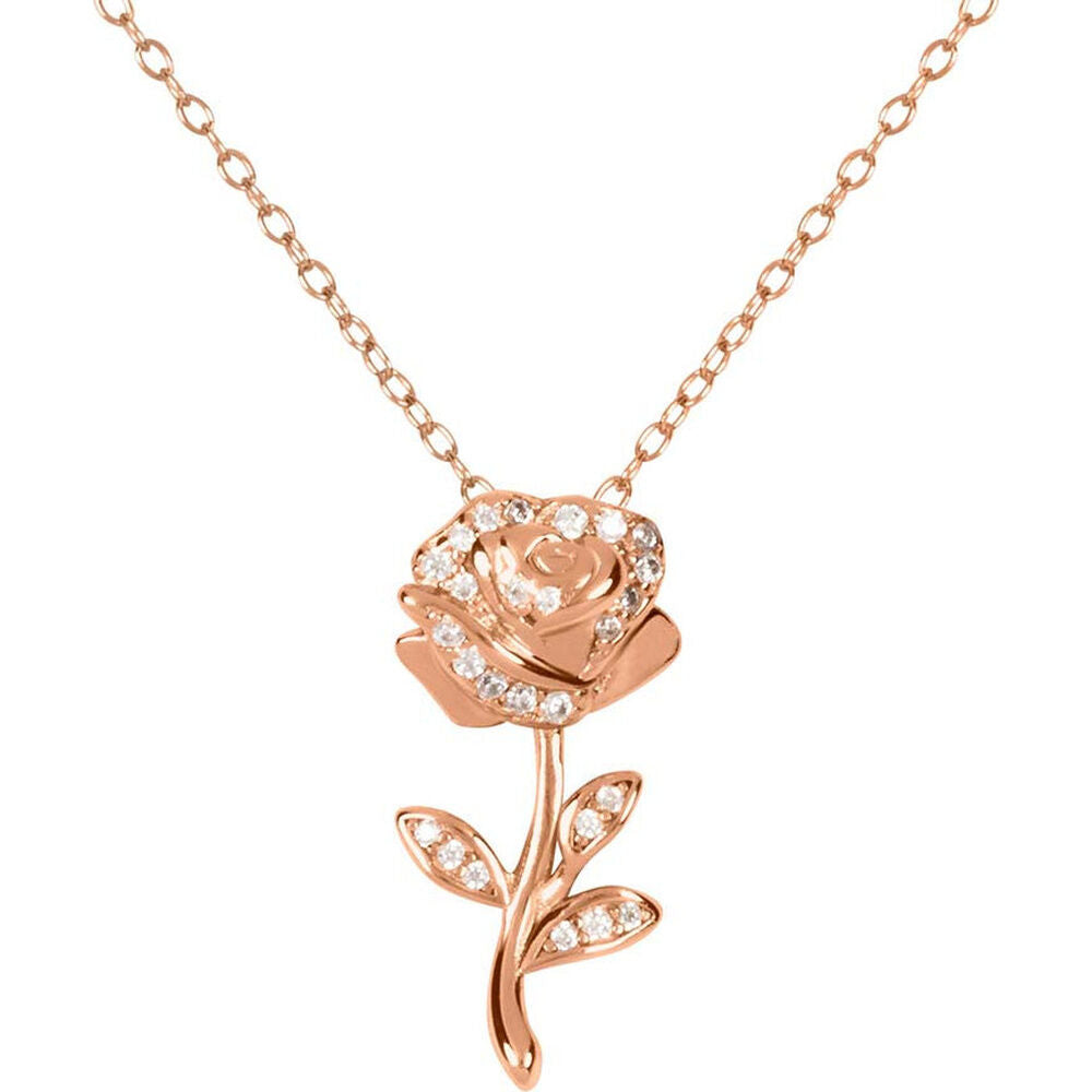 Disney Beauty and the Beast Rose sterling silver necklace Nerdscape