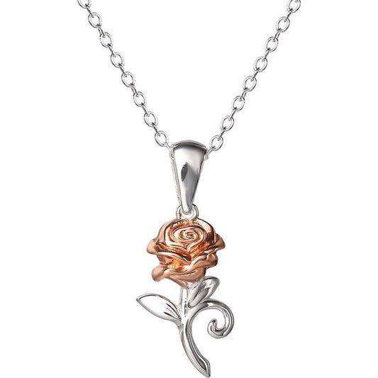 Disney Beauty and the Beast Rose sterling silver necklace Nerdscape