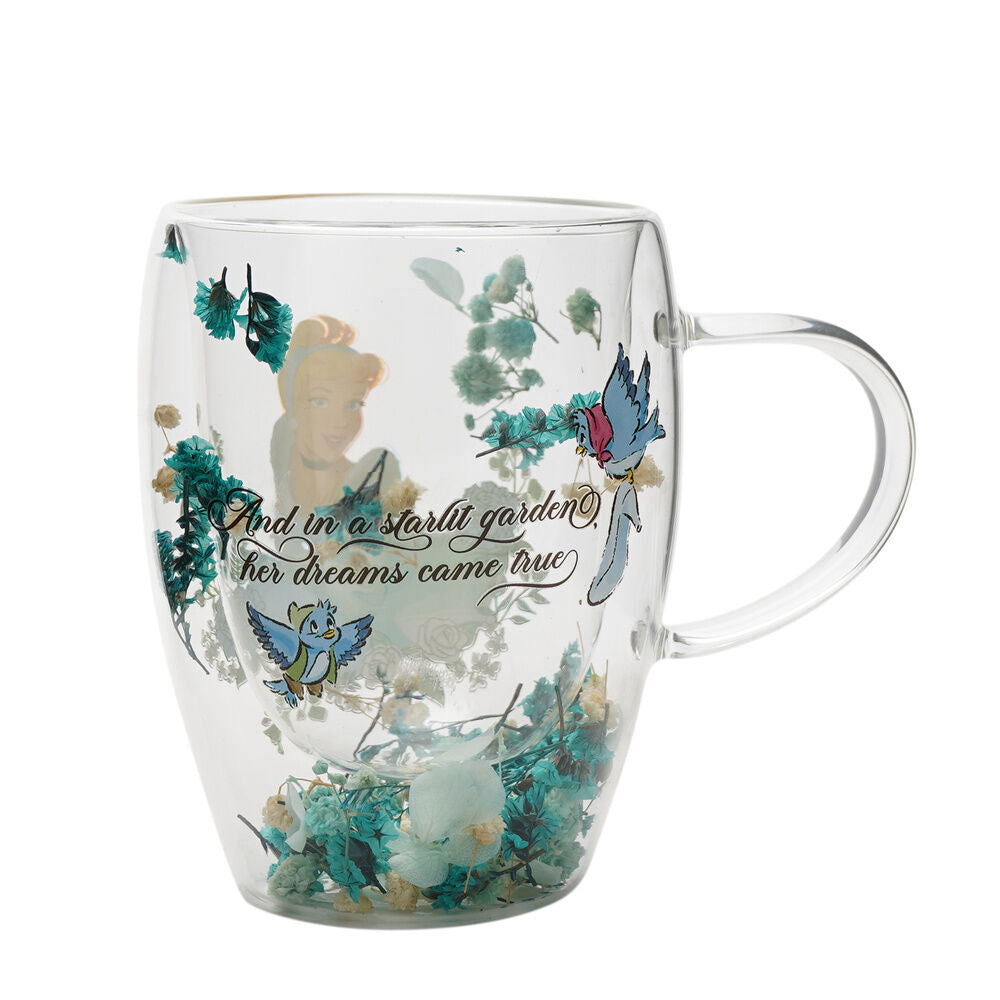 Disney Princess Cinderella floral decorative glass mug
