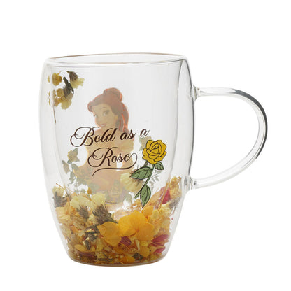 Disney Princess Belle floral decorative glass mug Nerdscape