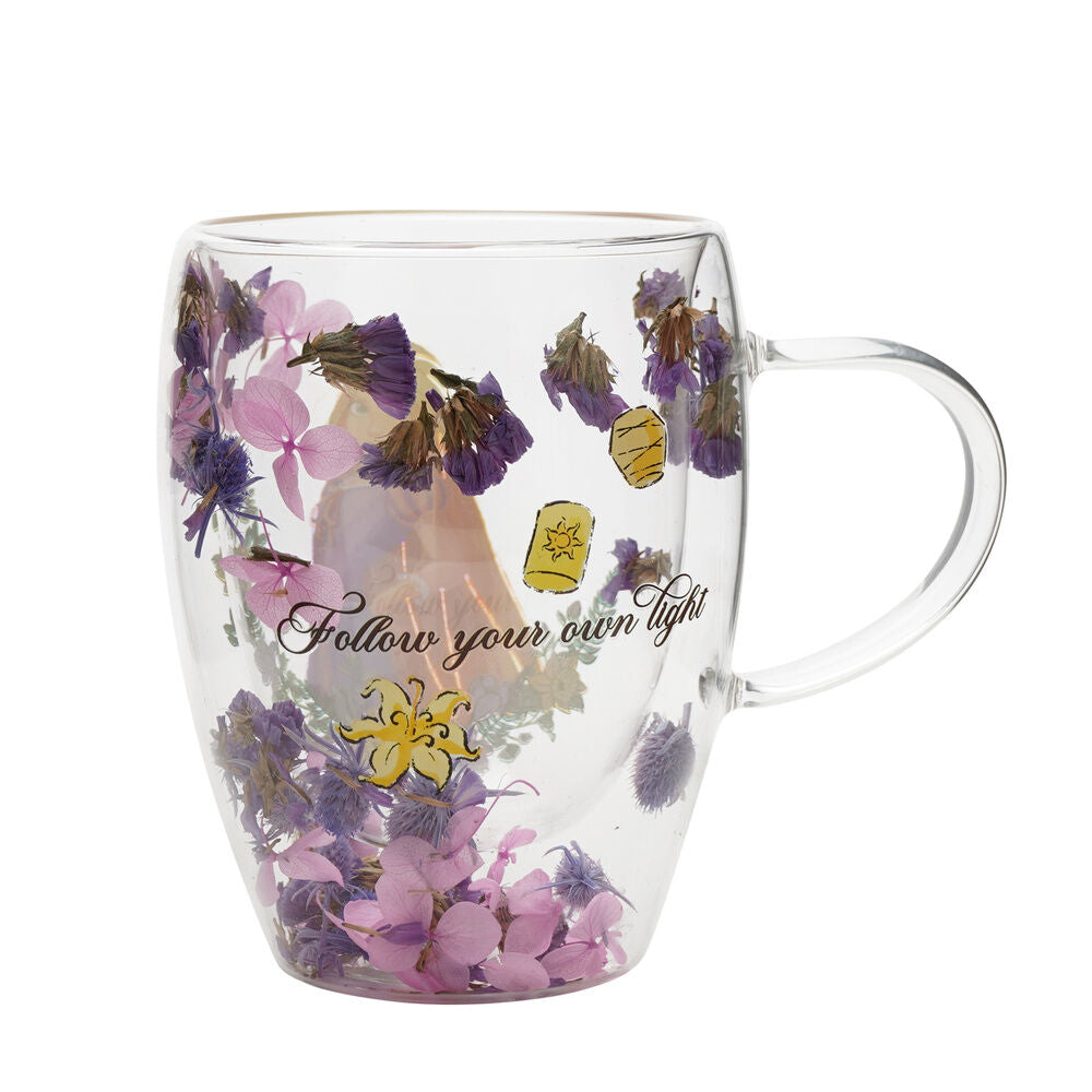 Disney Rapunzel floral decorative glass mug Nerdscape