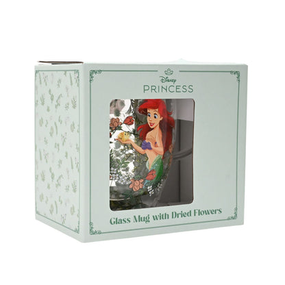Disney Princess Ariel floral decorative glass mug Nerdscape