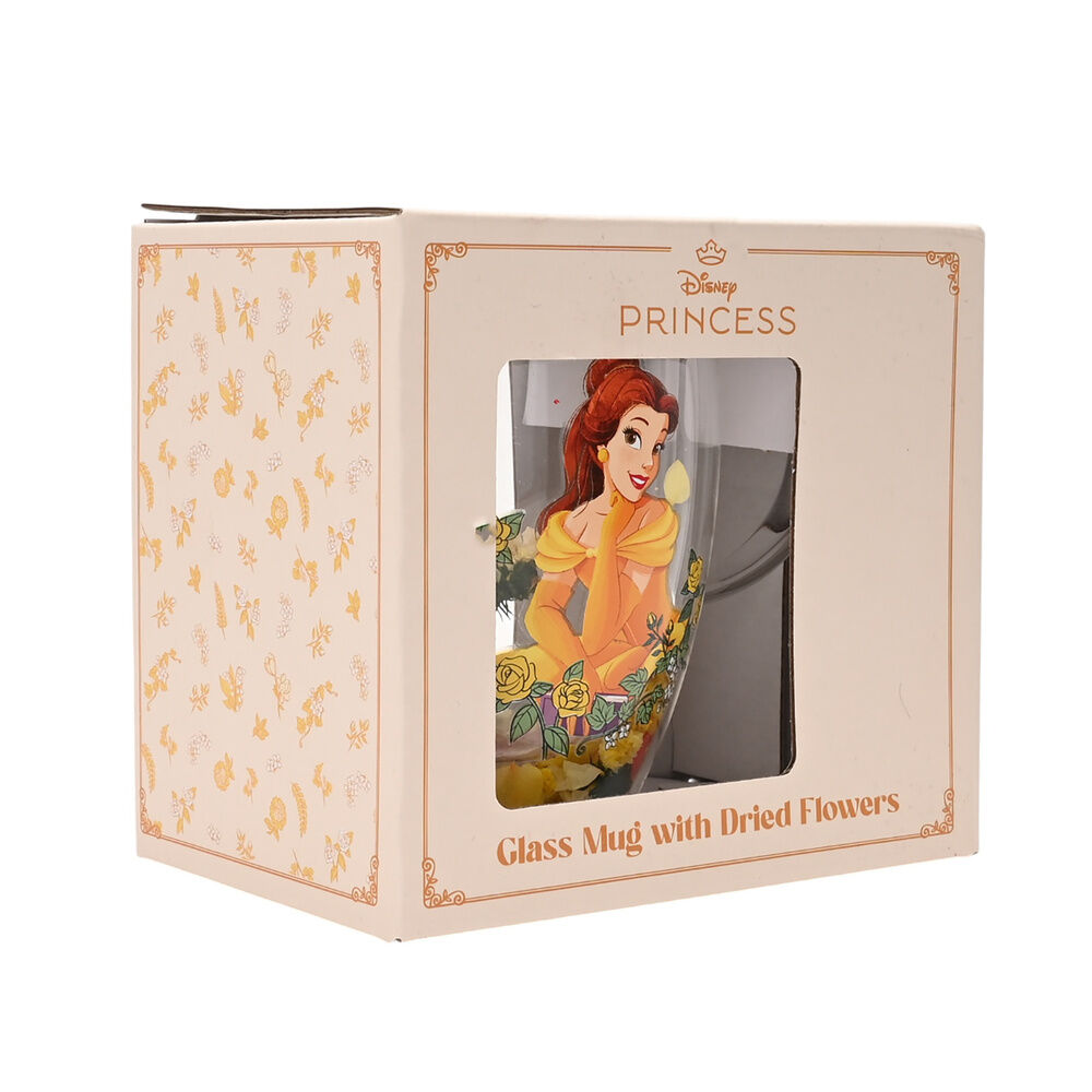 Disney Princess Belle floral decorative glass mug Nerdscape