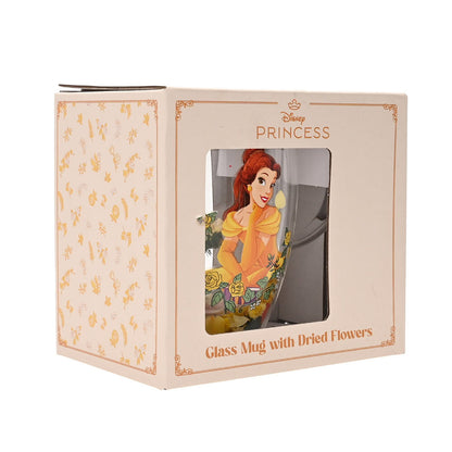 Disney Princess Belle floral decorative glass mug Nerdscape