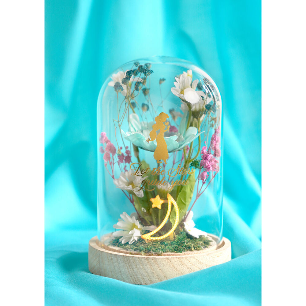 Disney Princess Jasmine florals in a clonche with neon light Nerdscape
