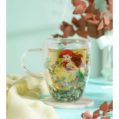 Disney Princess Ariel floral decorative glass mug Nerdscape
