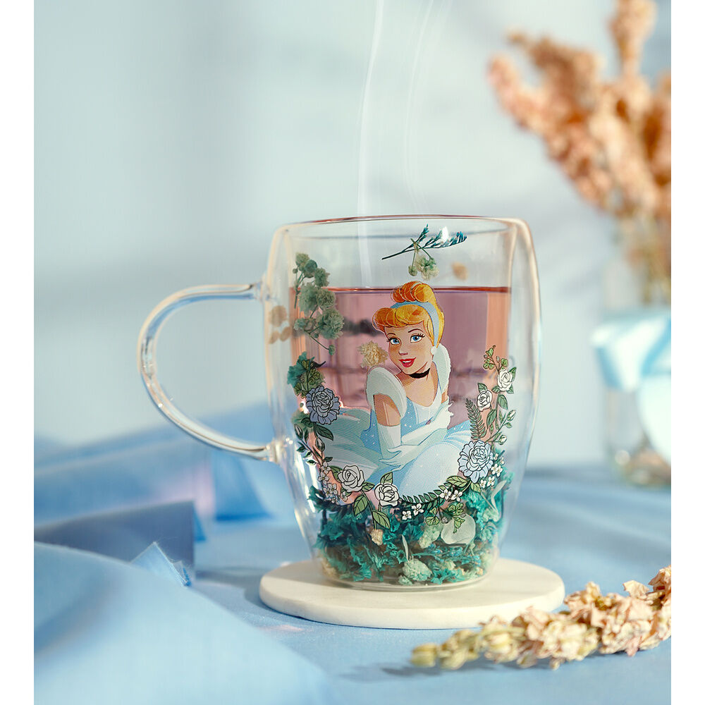 Disney Princess Cinderella floral decorative glass mug