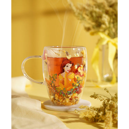 Disney Princess Belle floral decorative glass mug Nerdscape