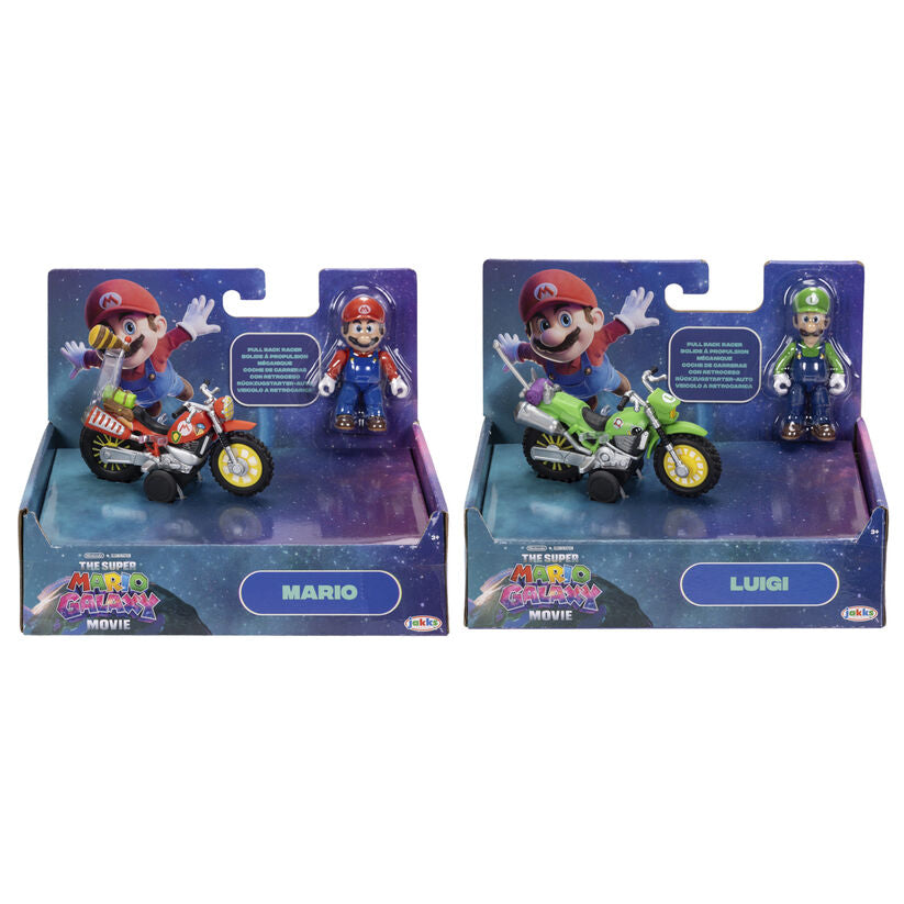 Nerdscape Super Mario Bros Mario & Luigi Super Mario Galaxy Figura da Collezione con Veicolo