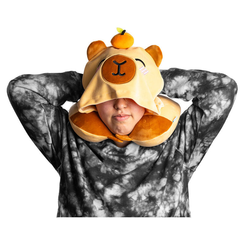 Hoodeazzz Duke The Capibara hooded travel pillow