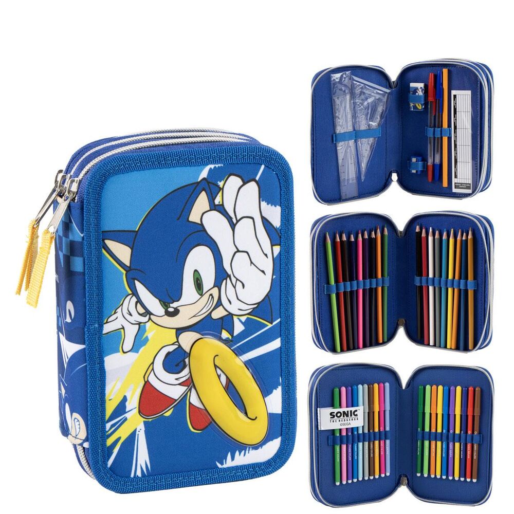 Sonic the Hedgehog triple pencil case Nerdscape