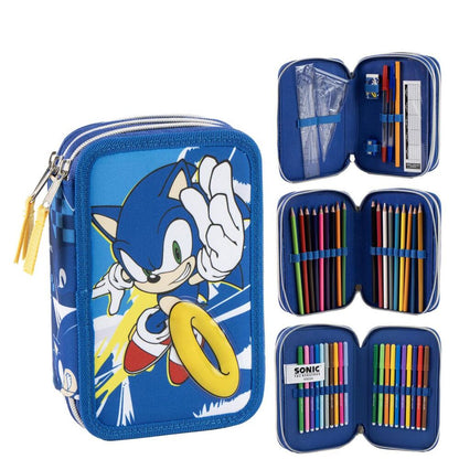 Sonic the Hedgehog triple pencil case Nerdscape